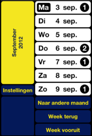 Basisscherm met weekoverzicht bij VO Calendar
