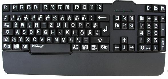Vigkeys toestenbord met verhoogd contrast toetsen
