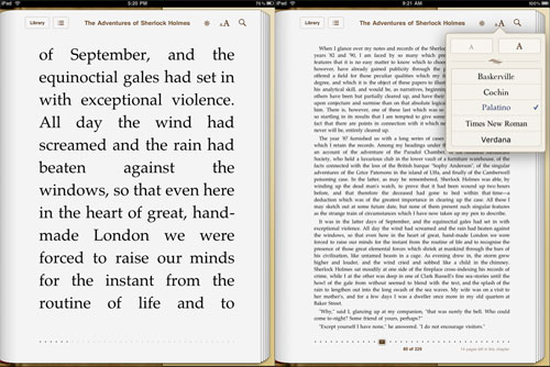 2 screenshots van iBook met groot letetrtype en kleiner naast elkaar