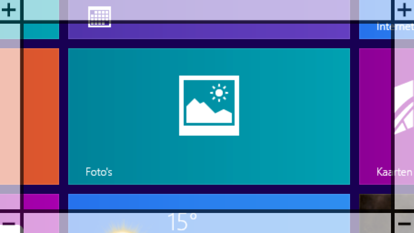 Vergroting met aanraakbediening van Windows 8