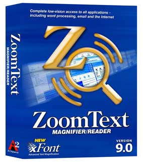 Zoomtext 9 verpakking met vermedling Xfonts